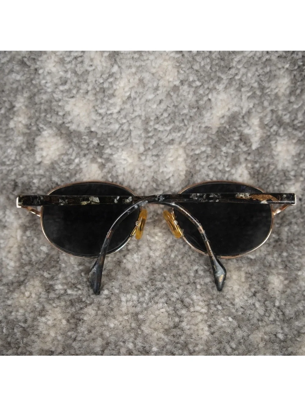 Vintage Gucci Metal Oval Eyeglasses Frames Only Adult 55-18 Gold Flecked Marbled